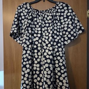 Free People Navy and Cream Polka Dot Mini Dress